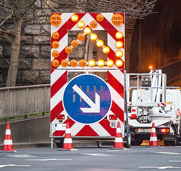 Baustellenabsicherung Rheintunnel in Köln