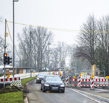 Verkehrsabsicherung in der Turmstraße in Monheim